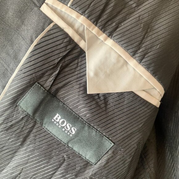 Hugo Boss Blazer Men 38R Wool Notch 3 Button Plaid Check Sport Coat Suit Gray - Picture 4 of 15